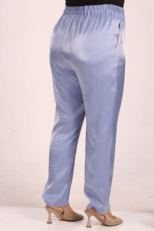 F-49002 Büyük Beden Beli Lastikli Dar Paça Star Pantolon-İndigo