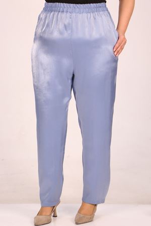 F-49002 Büyük Beden Beli Lastikli Dar Paça Star Pantolon-İndigo