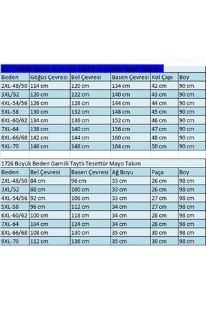 1727 Büyük Beden Uzun Kol Taytlı Tesettür Mayo Takım -  Yaprak Desen Siyah