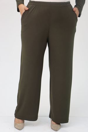 F-47307 Büyük Beden Taş Baskılı Üçlü Takım - Haki