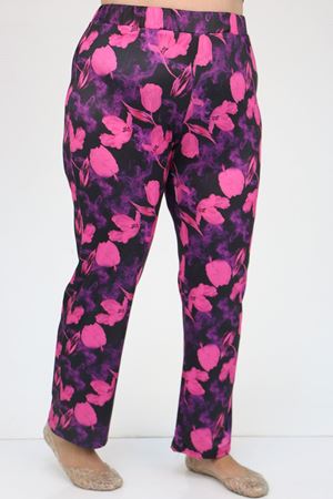 F-1729 Büyük Beden  Uzunkol Tesettür Mayo Takım - Fuşya Çiçekli