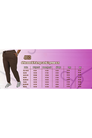 49513 Büyük Beden İki İplik Paça Lastikli Eşofman Altı - Siyah