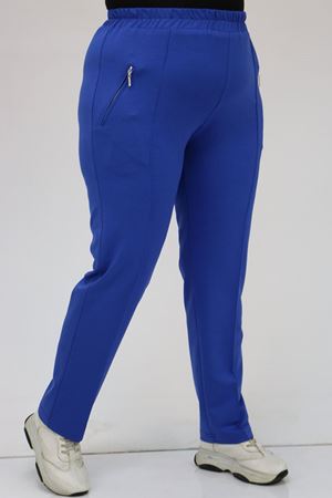 49514 Büyük Beden İki İplik Cepleri Fermuarlı Çimalı Eşofman Altı - Saks