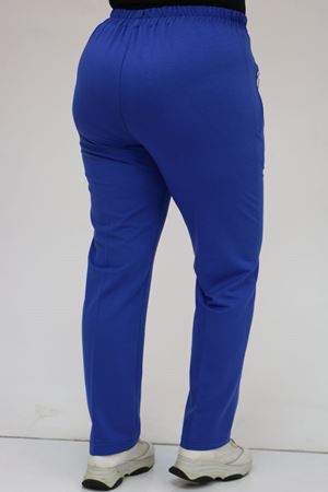 49514 Büyük Beden İki İplik Cepleri Fermuarlı Çimalı Eşofman Altı - Saks