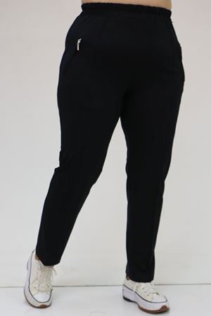 49514 Büyük Beden İki İplik Cepleri Fermuarlı Çimalı Eşofman Altı - Lacivert