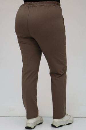 49514 Büyük Beden İki İplik Cepleri Fermuarlı Çimalı Eşofman Altı - Vizon