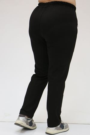 49514 Büyük Beden İki İplik Cepleri Fermuarlı Çimalı Eşofman Altı - Siyah