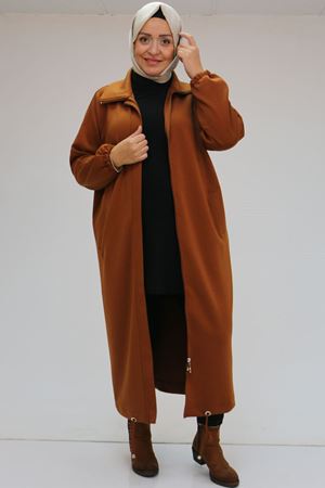 43044 Büyük Beden Arkası İşlemeli Osyho Kap - Kiremit