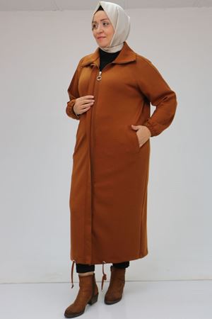 43044 Büyük Beden Arkası İşlemeli Osyho Kap - Kiremit