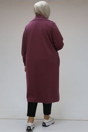 43043 Büyük Beden Çıtçıt Detaylı Osyho Kap - Mürdüm