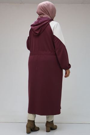 43046 Büyük Beden Kıstırma Biyeli Reglan Kol Osyho Kap - Mürdüm