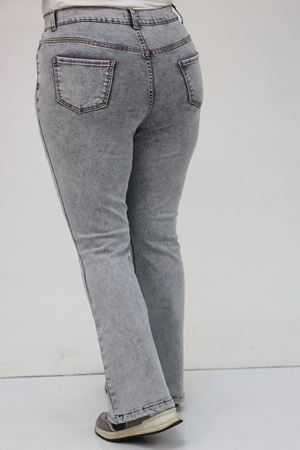 F-9110-9 Büyük Beden İspanyol Paça  Kot Pantolon - Gri