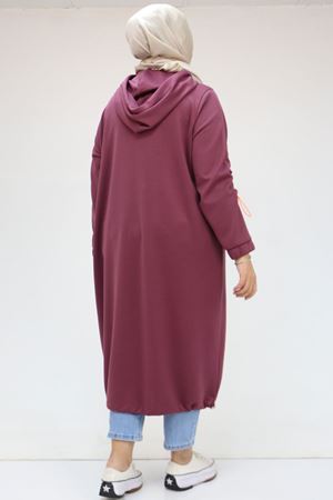 48096 Büyük Beden Kanguru Cepli Osyho Tunik - Mürdüm