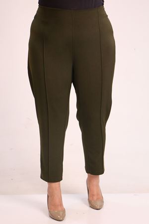 F-29029 Büyük Beden Yandan Fermuarlı Dar Paça Pantolon-Haki