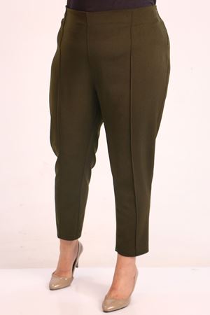 F-29029 Büyük Beden Yandan Fermuarlı Dar Paça Pantolon-Haki