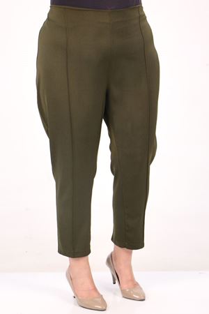 F-29029 Büyük Beden Yandan Fermuarlı Dar Paça Pantolon-Haki