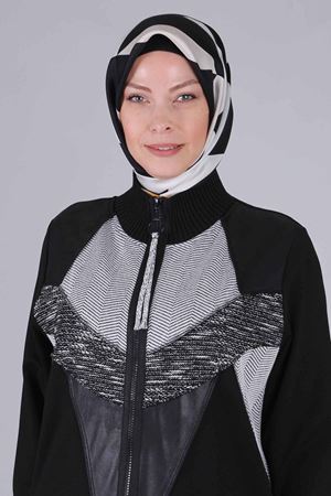 Büyük Beden Tesettür Fermuarlı Kap 25110 Siyah