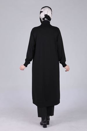 Büyük Beden Tesettür Fermuarlı Kap 25110 Siyah