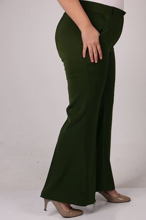 29031 Büyük Beden İspanyol Paça Pantolon - Haki