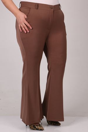 29031 Büyük Beden İspanyol Paça Pantolon - Vizon