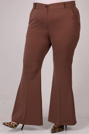 29031 Büyük Beden İspanyol Paça Pantolon - Vizon