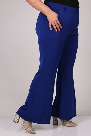 29031 Büyük Beden İspanyol Paça Pantolon - Saks