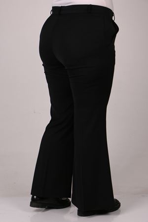 29031 Büyük Beden İspanyol Paça Pantolon - Siyah
