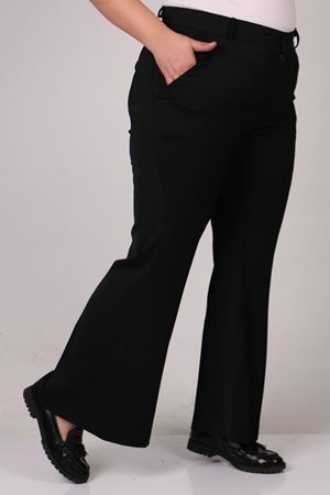 29031 Büyük Beden İspanyol Paça Pantolon - Siyah