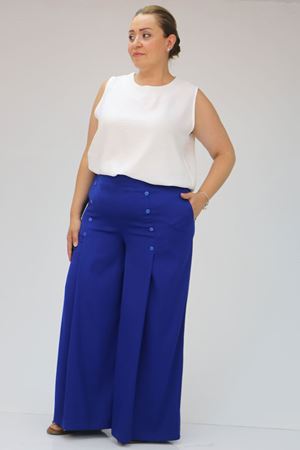 49009  Büyük Beden Düğme Detaylı Aspen Pantalon -Saks