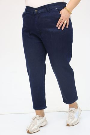 9125-5 Büyük Beden Boy Friend Kot Pantolon - Lacivert
