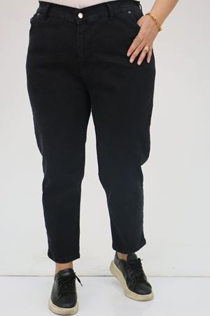 9125-5 Büyük Beden Boy Friend Kot Pantolon - Siyah