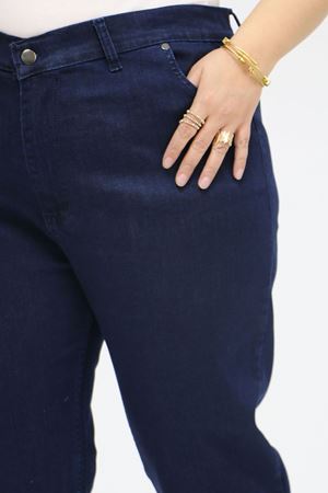 9125-5 Büyük Beden Boy Friend Kot Pantolon - Lacivert