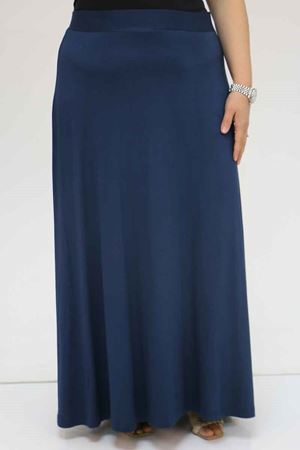 45005 Büyük Beden Penye Basic Etek - Lacivert