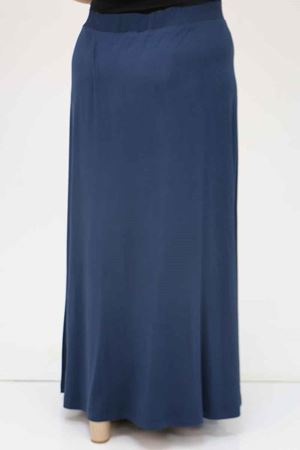 45005 Büyük Beden Penye Basic Etek - Lacivert