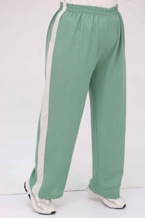 57008 Büyük Beden Kapşonlu Düşükkol Pantolonlu Takım - Nefti