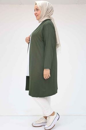 43008 Büyük Beden Penye Ceket - Haki