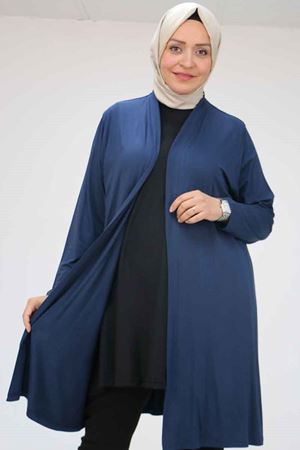 43008 Büyük Beden Penye Ceket - Lacivert