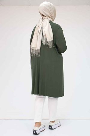 43008 Büyük Beden Penye Ceket - Haki