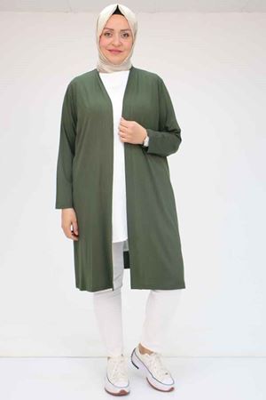 43008 Büyük Beden Penye Ceket - Haki