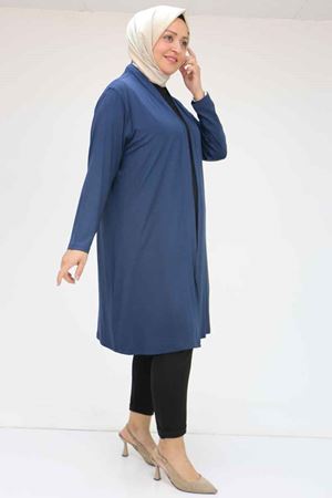 43008 Büyük Beden Penye Ceket - Lacivert