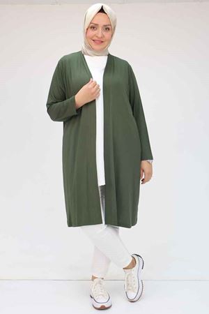 43008 Büyük Beden Penye Ceket - Haki