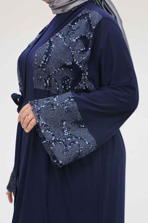 57203 Büyük Beden Sandy-Pul Payet Yelek-Elbise - Lacivert