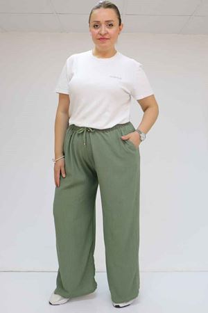 39012 Büyük Beden Bolpaça Bürümcük Pantolon - Nefti