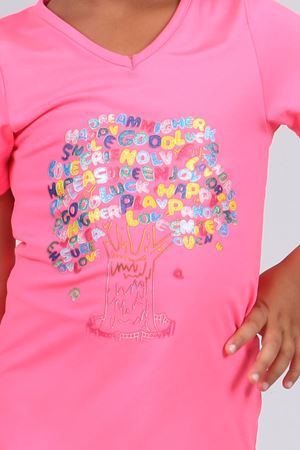 1708 Ağaç Baskılı Çocuk Havuz Mayosu-Pembe-Beyaz