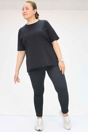 59502 Büyük Beden Tayt - Siyah