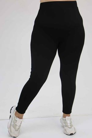 59501 Büyük Beden Penye Tayt - Siyah