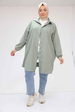 58068 Büyük Beden Erkek Yakalı Gömlek - Nefti Kırçıllı