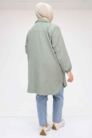 58068 Büyük Beden Erkek Yakalı Gömlek - Nefti Kırçıllı