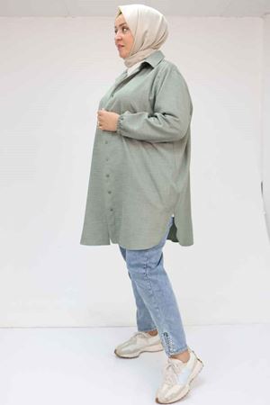 58068 Büyük Beden Erkek Yakalı Gömlek - Nefti Kırçıllı