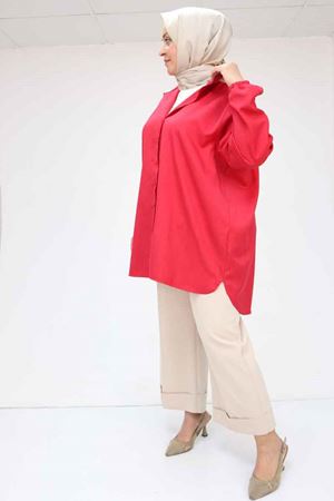 58068 Büyük Beden Erkek Yakalı Gömlek - Kırmızı